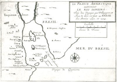 The Rio Ianeiro, from the Travels of Villegagnon and Jean le Leri in Brazil 1557-1558 by French School